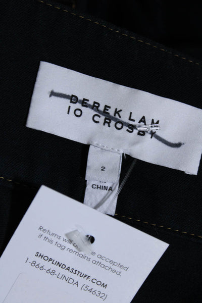 Derek Lam 10 Crosby Women's Hook Closure Pockets Straight Leg Pant Blue Size 2