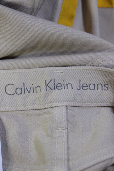 Calvin Klein Jeans Womens Beige High Rise Yellow Trim Straight Jeans Size 31