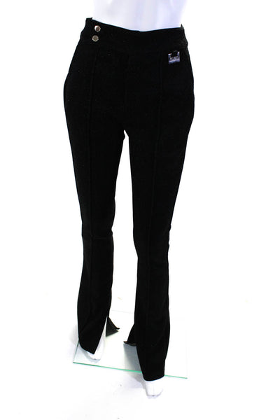 Maniere De Voir Womens Metallic Woven High Rise Slim Flared Pants Black Size 8