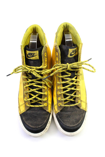 Nike Mens Leather Canvas Colorblock Lace Up Hi-Top Sneakers Yellow Black Size 9