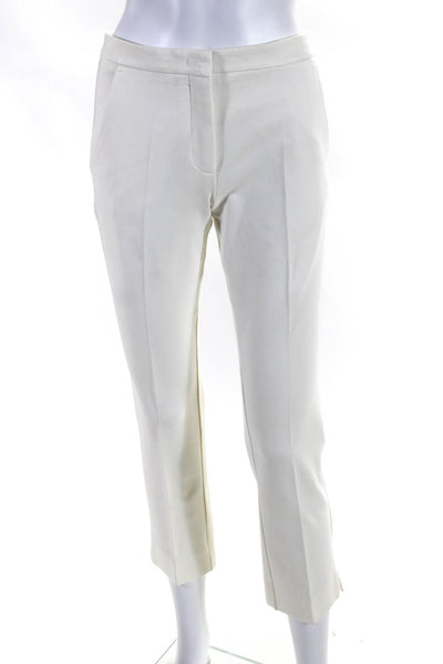 Derek Lam Womens Creased Drake Crop Slim Leg Trousers Ivory Size 0