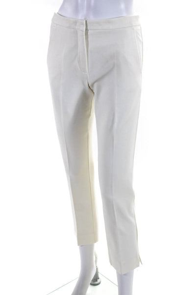 Derek Lam Womens Creased Drake Crop Slim Leg Trousers Ivory Size 0