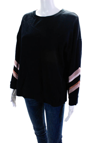 Ted Baker London Womens Striped 3/4 Sleeve Crewneck Sweatshirt Navy Blue Size 4