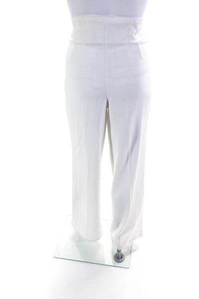 Hope & Ivy Womens Floral Embroidered Relaxed Straight Pants White Tan Size 8