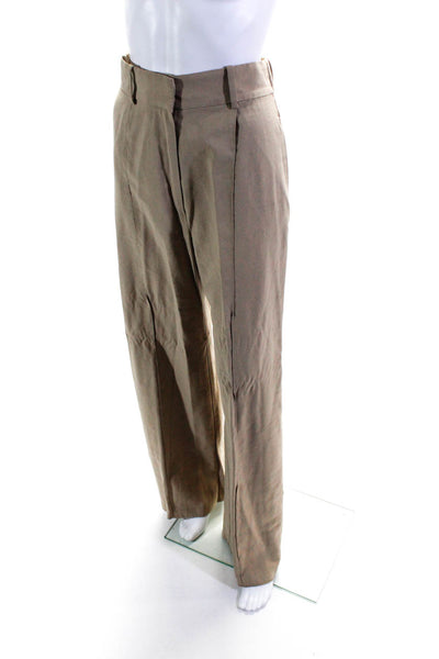 Wayf Womens Pleated High Waisted Relaxed Fit Wide Leg Pants Khaki Tan Size S