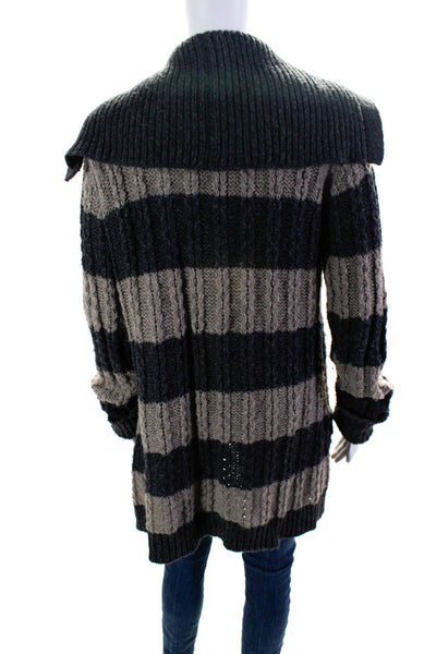 Threads By Saks Fifth Avenue Women's Striped Open Front Cardigan Gray Size M