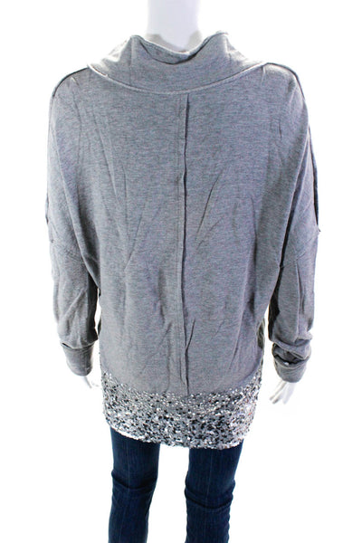 Donna Karan Women's V Neck Sequin Pullover Sweater Gray Size S