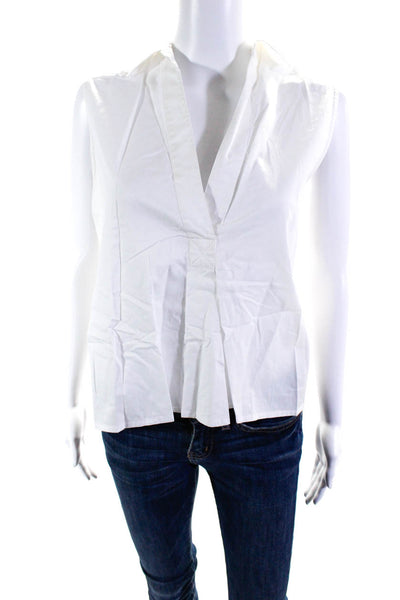 T Alexander Wang Women's Sleeveless V Neck Collar Blouse White Size 6