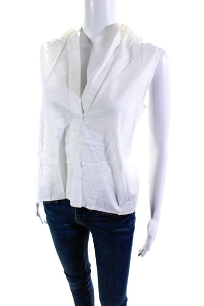 T Alexander Wang Women's Sleeveless V Neck Collar Blouse White Size 6