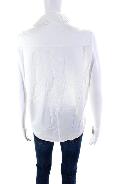 T Alexander Wang Women's Sleeveless V Neck Collar Blouse White Size 6