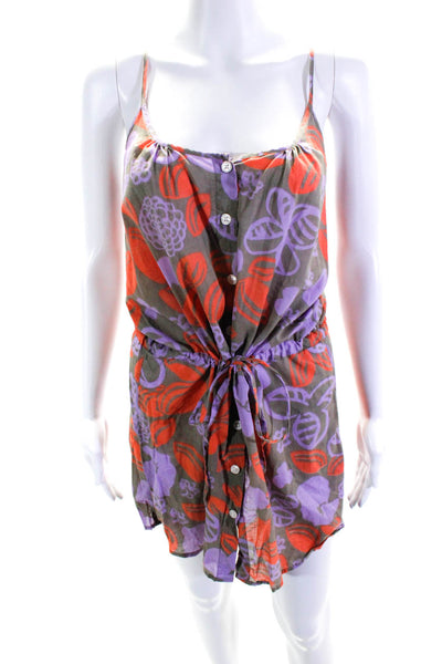 Le Weekend Virginia Johnson Women's Floral Button Up Mini Dress Purple Size M