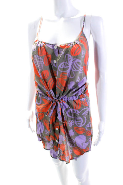 Le Weekend Virginia Johnson Women's Floral Button Up Mini Dress Purple Size M