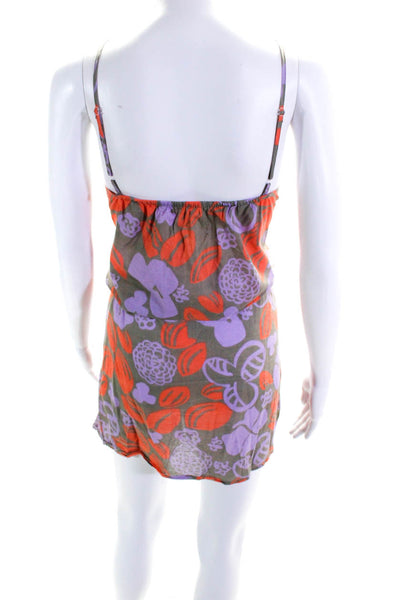 Le Weekend Virginia Johnson Women's Floral Button Up Mini Dress Purple Size M