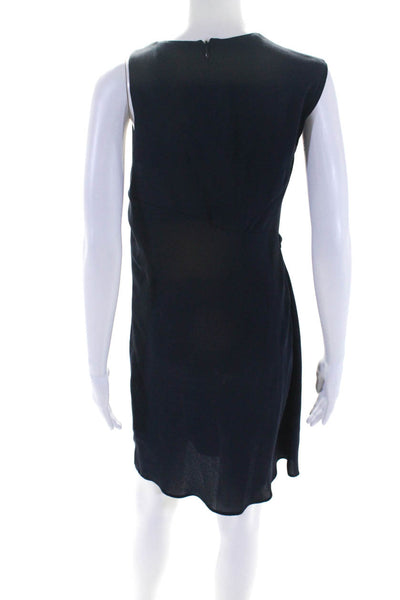 3.1 Phillip Lim Womens Pleated Asymmetrical Neck Shift Dress Navy Blue Size 4