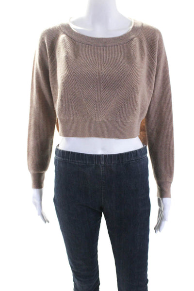 Mes Demoiselles Womens Wool Ribbed High Low Pullover Sweater Top Brown Size 0