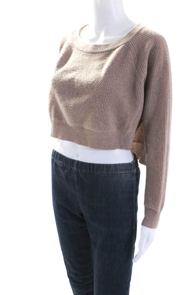 Mes Demoiselles Womens Wool Ribbed High Low Pullover Sweater Top Brown Size 0