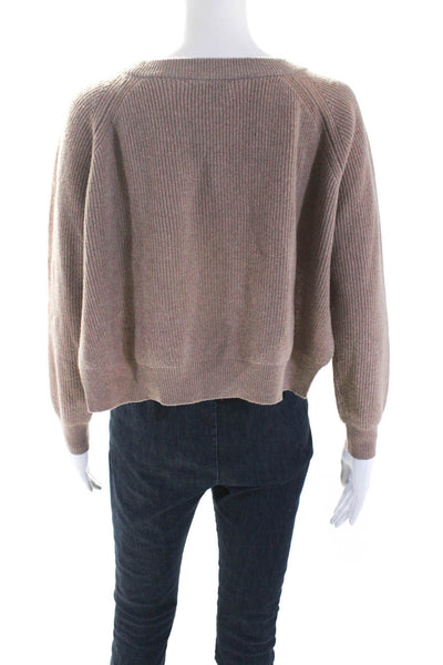 Mes Demoiselles Womens Wool Ribbed High Low Pullover Sweater Top Brown Size 0