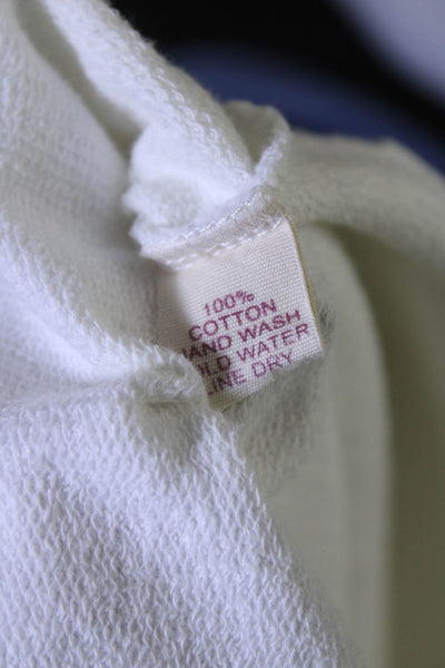 Organic John Patrick Womens Crew Neck Cropped Sweatshirt White Cotton Size Small