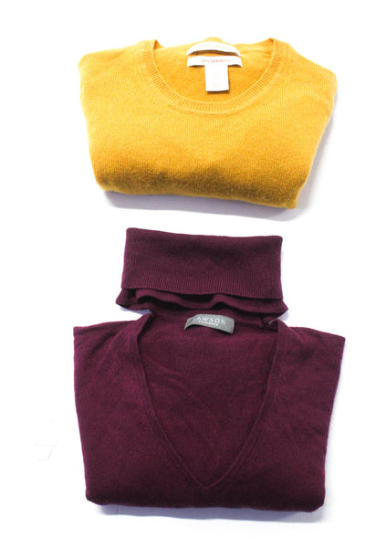 Lawson Ellen Tracy Womens Cashmere Sweaters Yellow Purple Size XS Small Lot 2