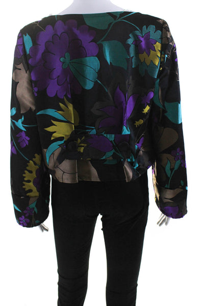 Escada Women's Silk Floral Print Open Front Cropped Jacket Multicolor Size 36