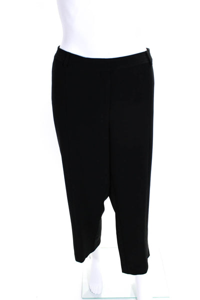 St. John Caviar Women's Pleated Front Straight Leg Trousers Black Size 14