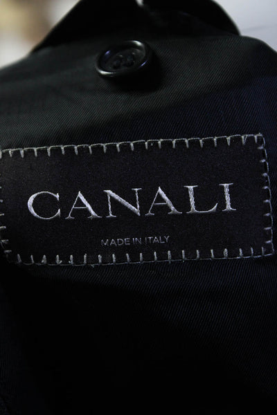 Canali Mens Gray Wool Striped Two Button Long Sleeve Blazer Jacket Size 56L