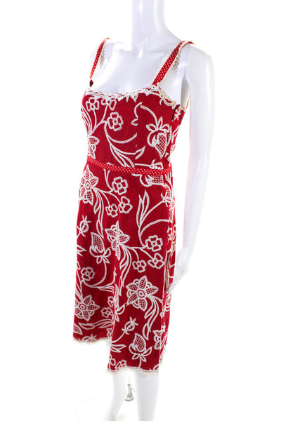 Cynthia Cynthia Steffe Womens Linen Floral Print Sleeveless Dress Red Size 2