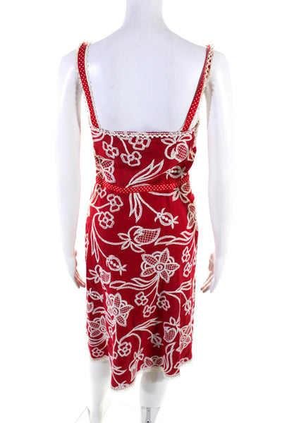 Cynthia Cynthia Steffe Womens Linen Floral Print Sleeveless Dress Red Size 2