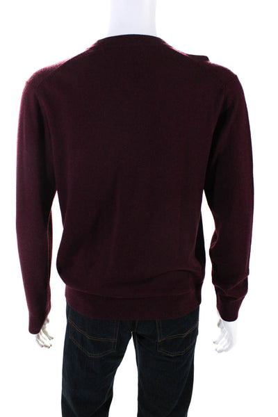 Raffi Men's V-Neck Long Sleeves Pullover Sweater Burgundy Size M