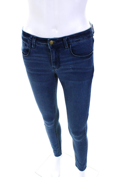 Donna Karan New York Womens Mid rise Skinny Leg Jeans Blue Cotton Size 24