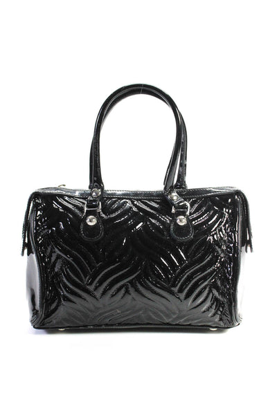 Anne Fontaine Womens Patent Leather Quilted Shoulder Handbag Black
