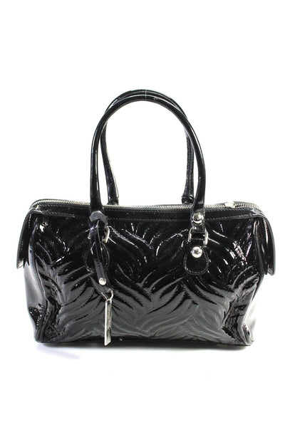 Anne Fontaine Womens Patent Leather Quilted Shoulder Handbag Black