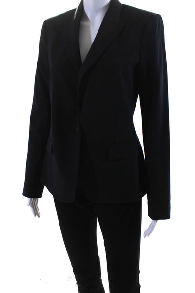 Theory Womens Single Button Pointed Lapel Blazer Jacket Navy Blue Size 8