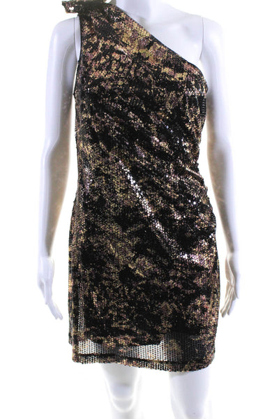 Mark & James by Badgley Mischka Womens Metallic Sequin Dress Black Brown Medium