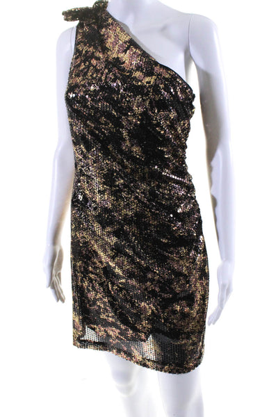 Mark & James by Badgley Mischka Womens Metallic Sequin Dress Black Brown Medium