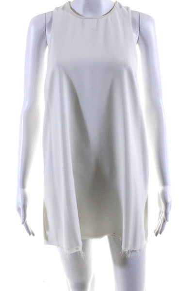 T Alexander Wang Womens Sleeveless Crew Neck Fringe Shift Dress White Size 6