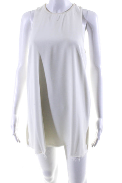 T Alexander Wang Womens Sleeveless Crew Neck Fringe Shift Dress White Size 6