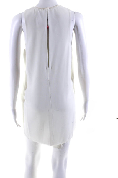 T Alexander Wang Womens Sleeveless Crew Neck Fringe Shift Dress White Size 6