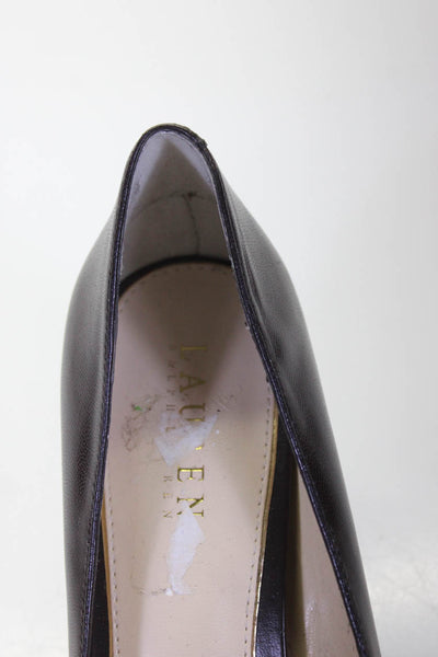 Lauren Ralph Lauren Womens Brown Peep Toe Buckle Detail Pump Shoes Size 9.5B