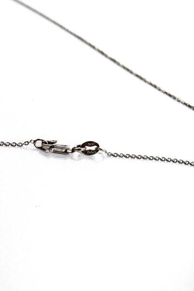 Designer Womens 18kt White Gold Diamond Mini Circle Pendant Necklace 1g 15.5"