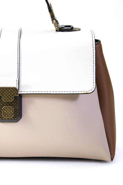 Bottega Veneta Womens Leather Piazza Flap Crossbody Shoulder Handbag Beige Off W