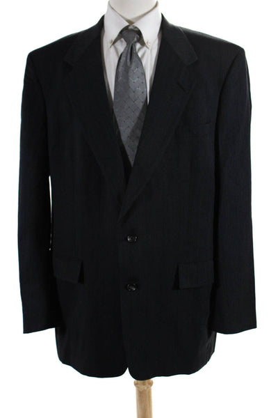 Austin Reed Mens Gray Wool Striped Two Button Long Sleeve Blazer Jacket Size 46L