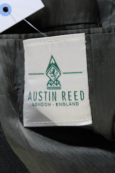 Austin Reed Mens Gray Wool Striped Two Button Long Sleeve Blazer Jacket Size 46L