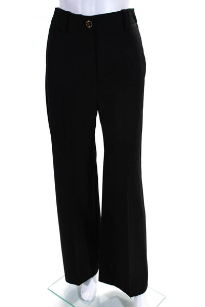 Patou Women's Button Closure Flat Front Straight Leg Dress Pant Black Size 34