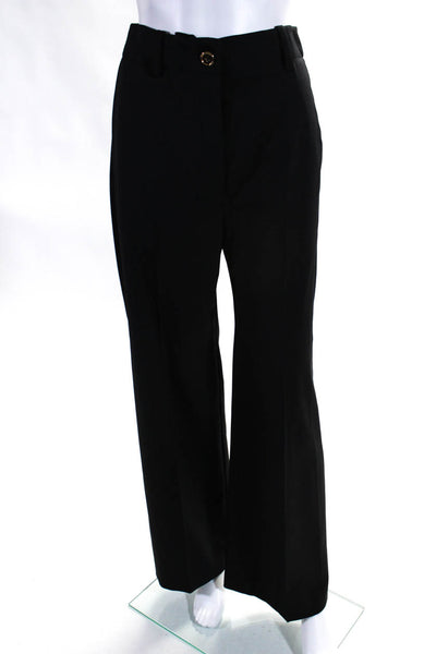Patou Women's Flat Front Straight Leg Dress Trouser Pant Black Size 38