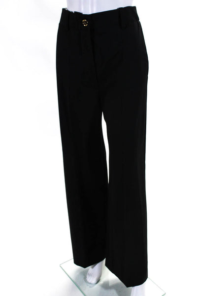 Patou Women's Button Closure Flat Front Straight Leg Dress Pant Black Size 38