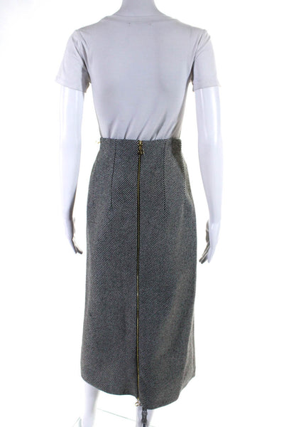 Patou Women's Zip Closure Slit Hem Work Wear Maxi Skirt Herringbone Size 38