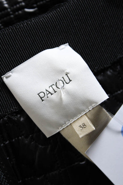 Patou Women's Gold Expose Zip Slit Hem Quilted Maxi Skirt Black Size 38