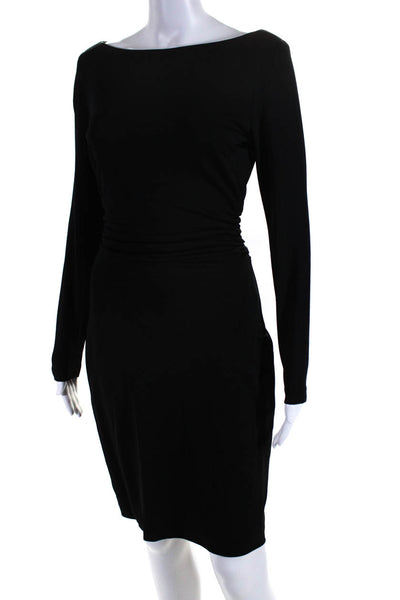 David Meister Women's Long Sleeve Ruched Midi Dress Black Size 6