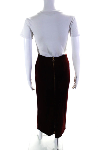 Patou Womens Short Zipped Rib Knit Front Zip Sweater Dress Ruby Wine Size Small